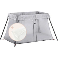 Lit De Voyage Light + Drap Housse Argent De BabyBjörn