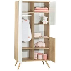 Seventies Armoire 3 Portes Chêne Doré De Sauthon Baby's Sweet Home -Bébés Fournitures Boutique 01124321 2