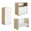 Trio Chambre Arthur : Lit + Commode + Armoire Blanc/Chêne De Galipette -Bébés Fournitures Boutique 01155911 1